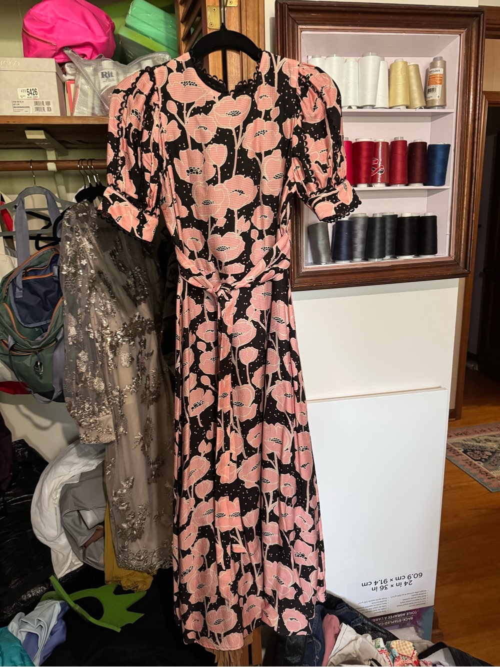 Ted Baker Black and Pink Floral Maxi Dress
